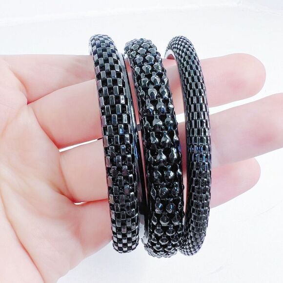 Jewelry - Black Bangle Set Chain Bracelets Set of 4 Grunge Punk Alt